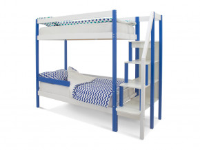 Двухъярусная кровать Svogen с бортиком синий-белый в Ирбите - irbit.magazinmebel.ru | фото