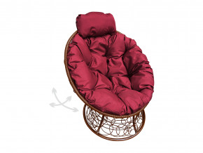 Кресло Папасан мини пружинка с ротангом бордовая подушка в Ирбите - irbit.magazinmebel.ru | фото