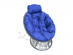 Кресло Папасан мини пружинка с ротангом синяя подушка в Ирбите - irbit.magazinmebel.ru | фото