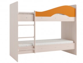 Кровать 2-х ярусная Мая на латофлексах млечный дуб, оранжевая в Ирбите - irbit.magazinmebel.ru | фото