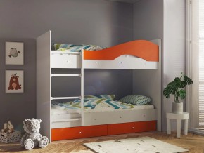 Кровать 2-х ярусная Мая с ящиками на латофлексах белый-оранж в Ирбите - irbit.magazinmebel.ru | фото