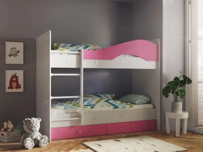 Кровать 2-х ярусная Мая с ящиками на латофлексах белый-розовый в Ирбите - irbit.magazinmebel.ru | фото