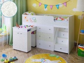 Кровать чердак Малыш 70х160 белый с фасадом для рисования феритейл в Ирбите - irbit.magazinmebel.ru | фото