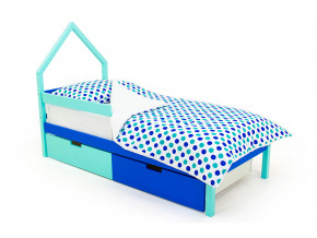 Кровать-домик мини Svogen с ящиками и бортиком мятно-синий в Ирбите - irbit.magazinmebel.ru | фото - изображение 1