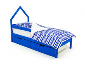 Кровать-домик мини Svogen с ящиками и бортиком синий в Ирбите - irbit.magazinmebel.ru | фото