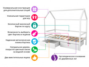 Кровать-домик Svogen с фото с ящиками и бортиком белый/барашки в Ирбите - irbit.magazinmebel.ru | фото - изображение 2