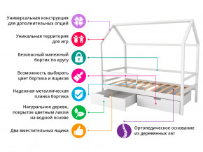 Кровать-домик Svogen с фото с ящиками и бортиком белый/зверята в Ирбите - irbit.magazinmebel.ru | фото - изображение 2