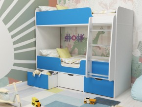 Кровать двухъярусная Малыш двойняшка белый-голубой в Ирбите - irbit.magazinmebel.ru | фото