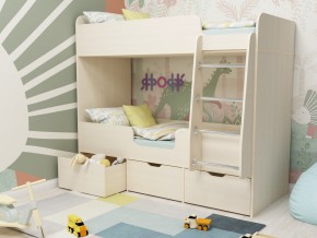 Кровать двухъярусная Малыш двойняшка дуб молочный в Ирбите - irbit.magazinmebel.ru | фото