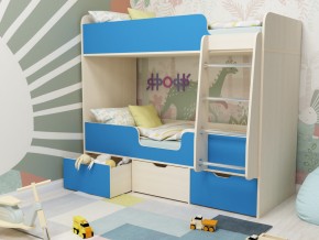 Кровать двухъярусная Малыш двойняшка дуб молочный-голубой в Ирбите - irbit.magazinmebel.ru | фото - изображение 1