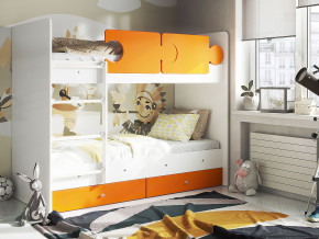 Кровать двухъярусная Тетрис латы с бортиками белый-оранжевый в Ирбите - irbit.magazinmebel.ru | фото - изображение 1