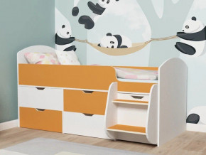 Кровать Малыш-7 белое дерево-оранжевый в Ирбите - irbit.magazinmebel.ru | фото