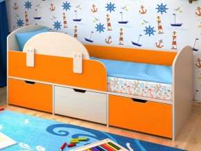 Кровать Малыш Мини Дуб молочный-Оранжевый без бортика в Ирбите - irbit.magazinmebel.ru | фото - изображение 1