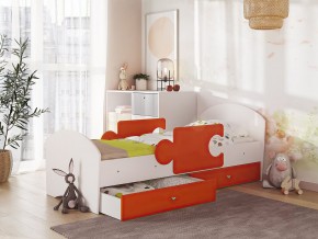 Кровать Мозаика с ящиком и бортиками на ламелях белый-оранж в Ирбите - irbit.magazinmebel.ru | фото - изображение 1
