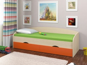 Кровать Соня 2 дуб молочный-оранжевый в Ирбите - irbit.magazinmebel.ru | фото