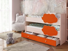 Кровать Соник с ящиком млечный дуб-оранж в Ирбите - irbit.magazinmebel.ru | фото - изображение 1