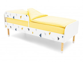 Кровать Stumpa Классика с бортиком рисунок Треугольники желтый, синий в Ирбите - irbit.magazinmebel.ru | фото