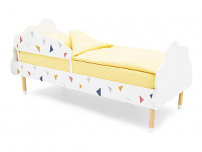 Кровать Stumpa Облако бортик, рисунок Треугольники желтый, синий, розовый в Ирбите - irbit.magazinmebel.ru | фото