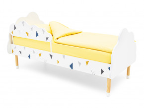 Кровать Stumpa Облако с бортиком рисунок Треугольники желтый, синий в Ирбите - irbit.magazinmebel.ru | фото - изображение 1