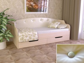 Кровать Юниор Тип 2 дуб молочный-белый перламутр 800х1600 в Ирбите - irbit.magazinmebel.ru | фото - изображение 1