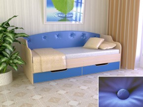 Кровать Юниор Тип 2 дуб молочный/синий 800х1600 в Ирбите - irbit.magazinmebel.ru | фото - изображение 1