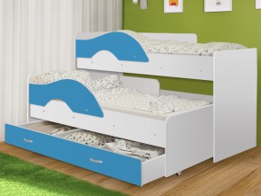Кровать выкатная Радуга с ящиком 80х160 белая-голубой в Ирбите - irbit.magazinmebel.ru | фото
