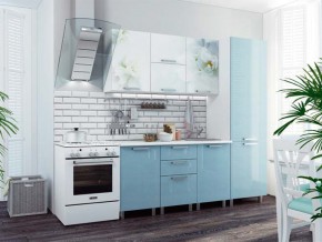 Кухня 2100 Бьянка голубые блестки в Ирбите - irbit.magazinmebel.ru | фото - изображение 1