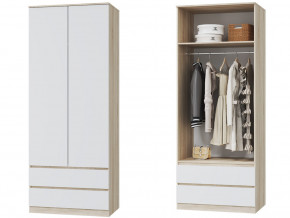 Шкаф для одежды 2х дверный с ящиками Лори дуб сонома, белый в Ирбите - irbit.magazinmebel.ru | фото