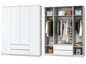 Шкаф для одежды четырехдверный Лори дуб серый, белый в Ирбите - irbit.magazinmebel.ru | фото