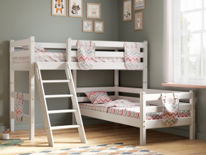 Угловая кровать Соня Вариант 8 с наклонной лестницей белая в Ирбите - irbit.magazinmebel.ru | фото